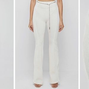 Maniere De Voir White Velour Flare Pants